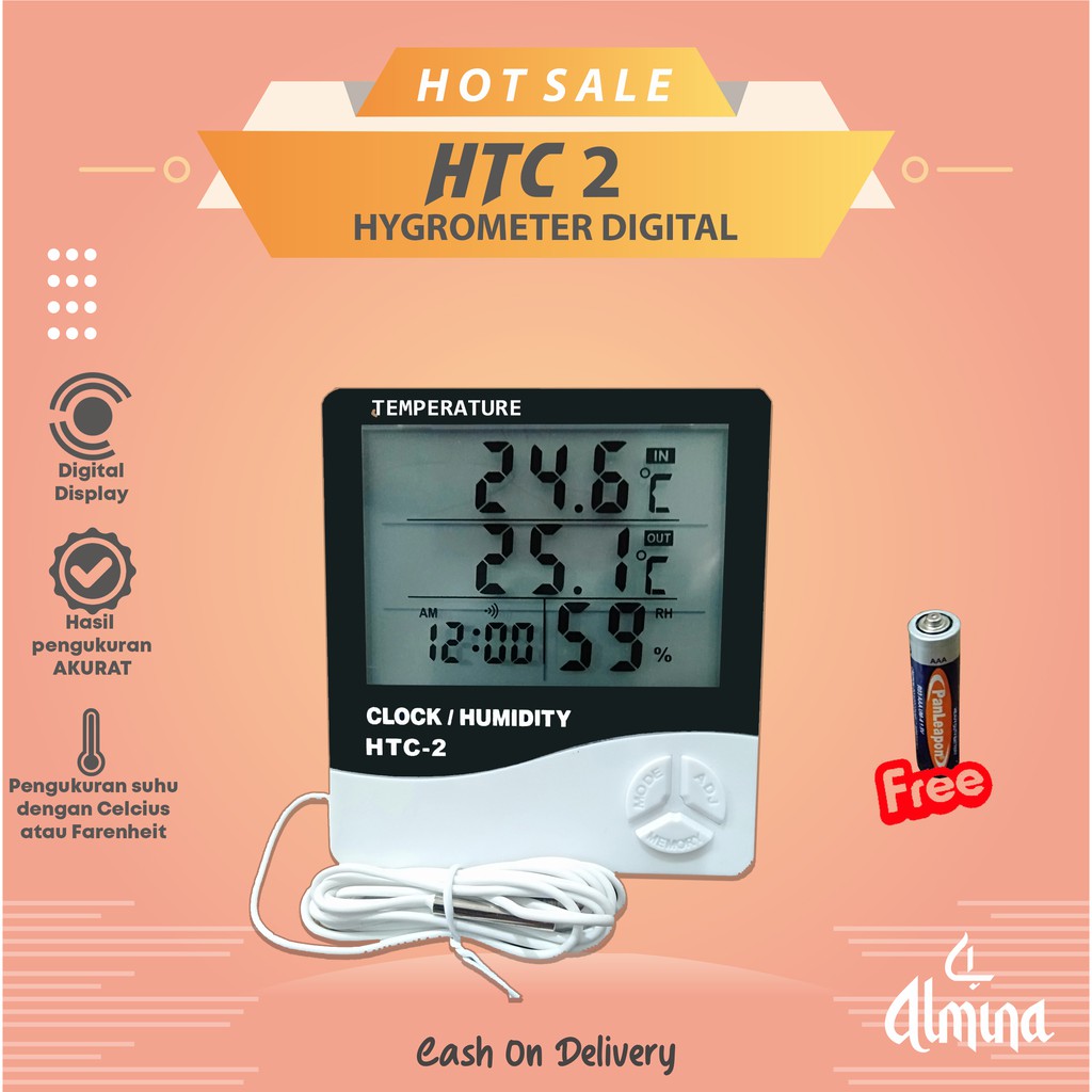 Jual HTC 2 Pengukur Suhu Ruangan Termometer Higrometer Thermometer