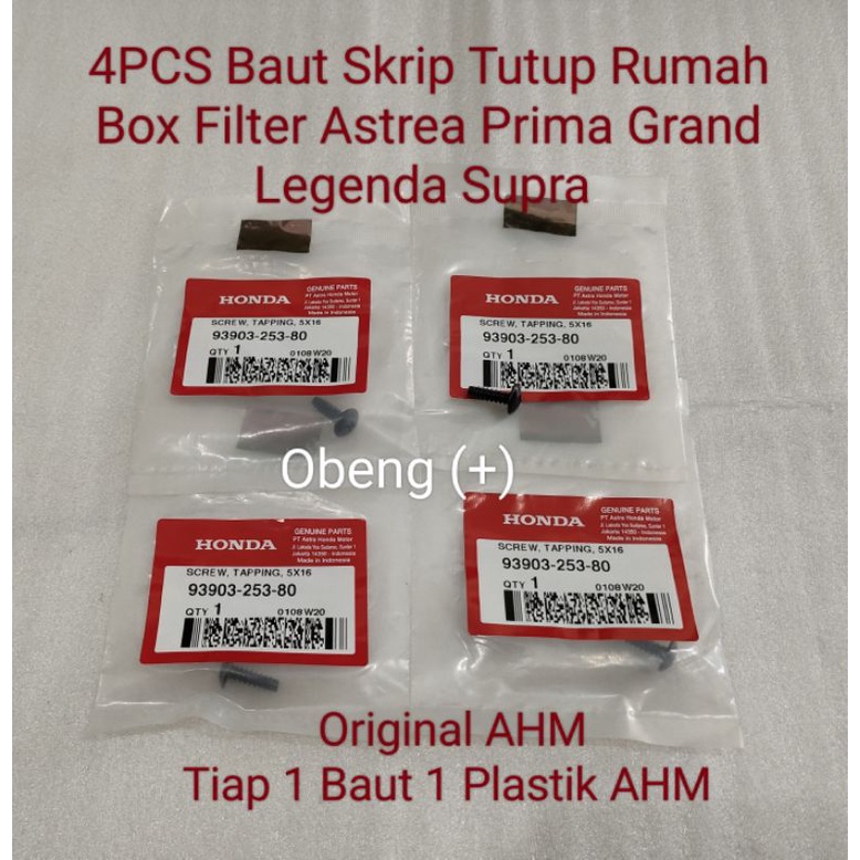 Jual Pcs Baut Skrup X Tutup Rumah Box Filter Astrea Prima Grand