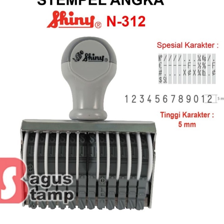 Jual Stempel Manual Angka 12 Digit 3mm 4mm 5mm Shiny N512 N412 N312