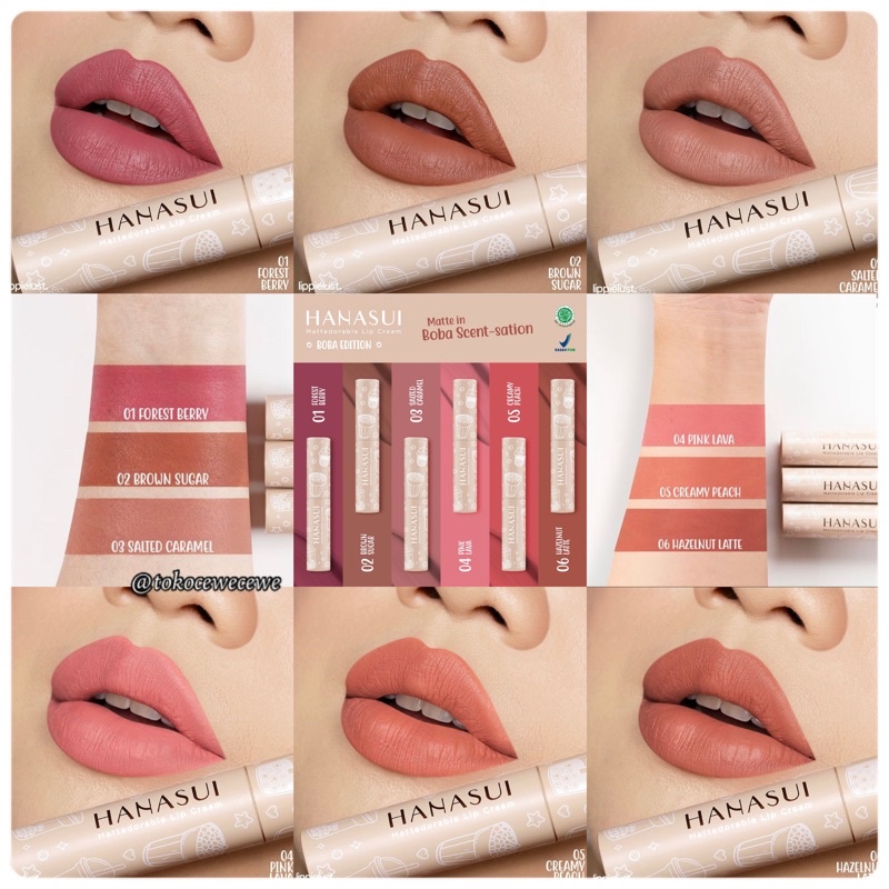 Jual Lipcream Hanasui Boba Series Lipcream Nude Matte Hanasui