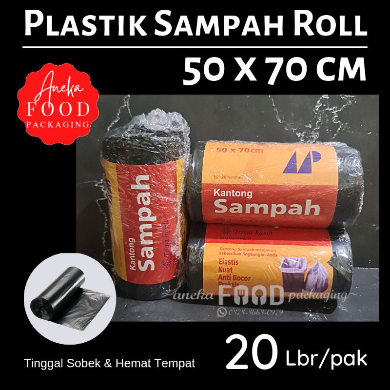 Jual Plastik Sampah Roll 50x70 Cm Hitam Gulung Rol Kantong Trash Bag