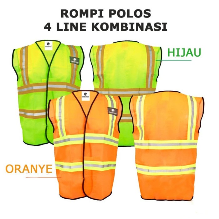 Jual Rompi Proyek 4 Line Kombinasi GOSAVE Rompi Polyster Safety Vest