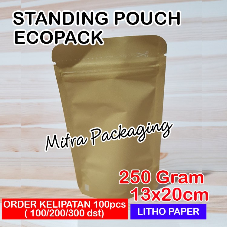 Jual KPACK KEMASAN KOPI 100GR STANDING POUCH ALUMUNIUM FOIL ECOPACK