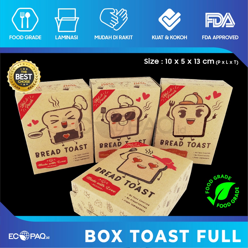 Jual Box Toast Dus Roti Bakar Full Mr Mrs Toast Ed Kraft Coklat