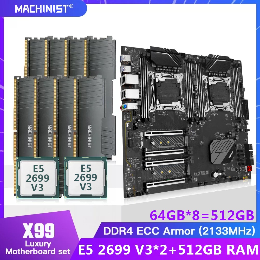 Jual PREORDER MACHINIST X99 D8 MAX Motherboard LGA 2011 3 Dual CPU Kit