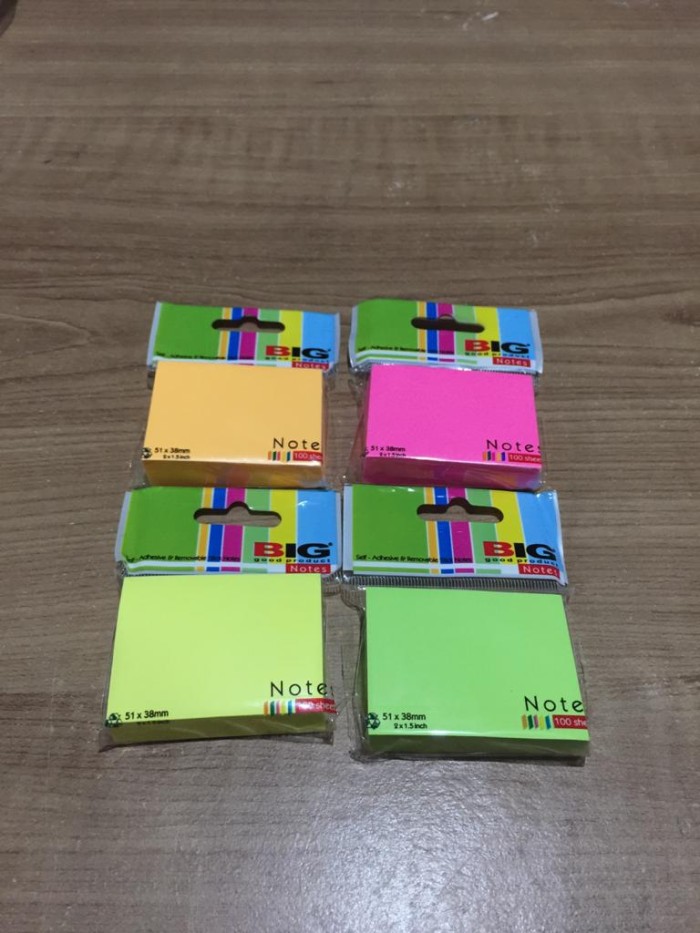 Jual Sticky Notes Memo Tempel BIG 51 X 38mm 1 Warna 100 Sheets