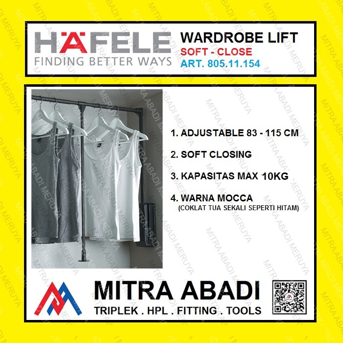 Jual Ambos Lift Wardrobe Lift Hafele Lift Hanger Gantungan Baju