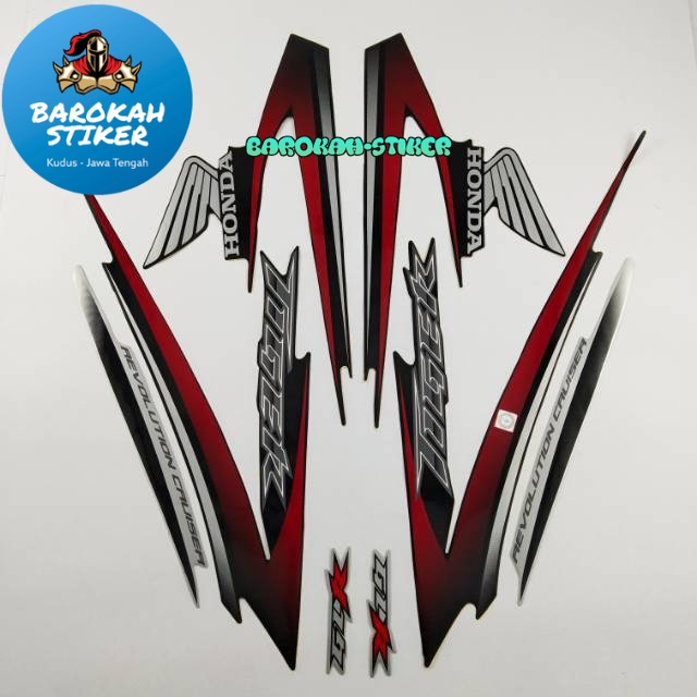 Jual Striping Stiker Polet List Motor Honda Tiger Revo Hitam Merah