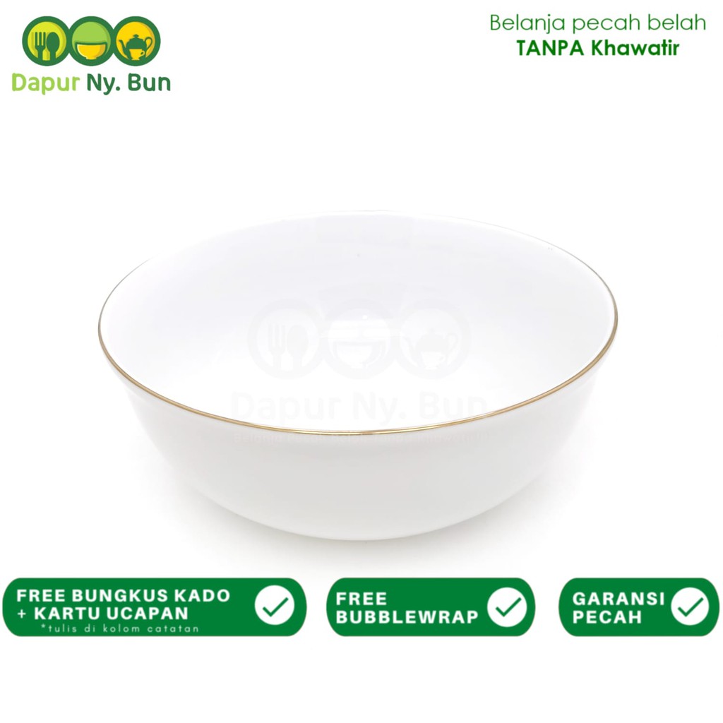 Jual Mangkok Sayur Keramik LIST EMAS Ukuran 7 Inch Mangkuk Saji