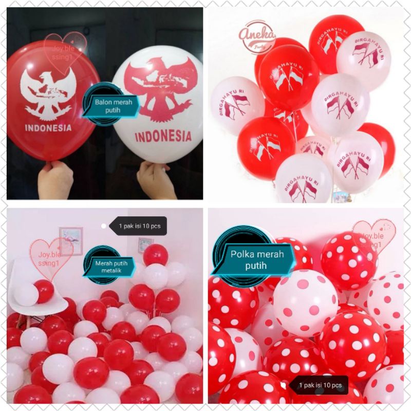 Jual Pak Isi Pcs Balon Merah Putih Latex Hut Ri Balon Merah