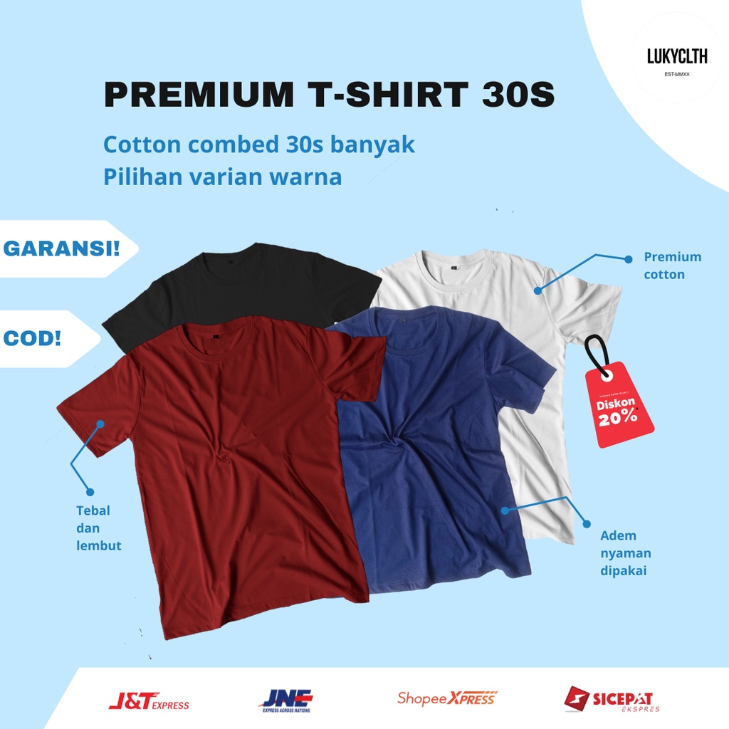 Jual Kaos Polos S Cotten Combed Premium Export Pria Wanita Basic T