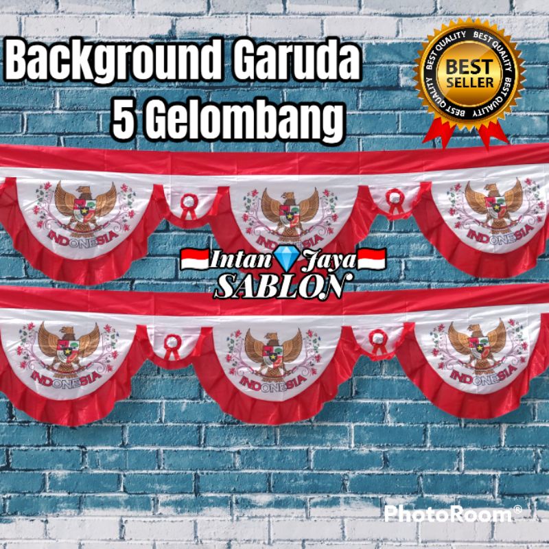 Jual BENDERA MERAH PUTIH BACKGROUND GARUDA CANTIK 5 GELOMBANG Shopee