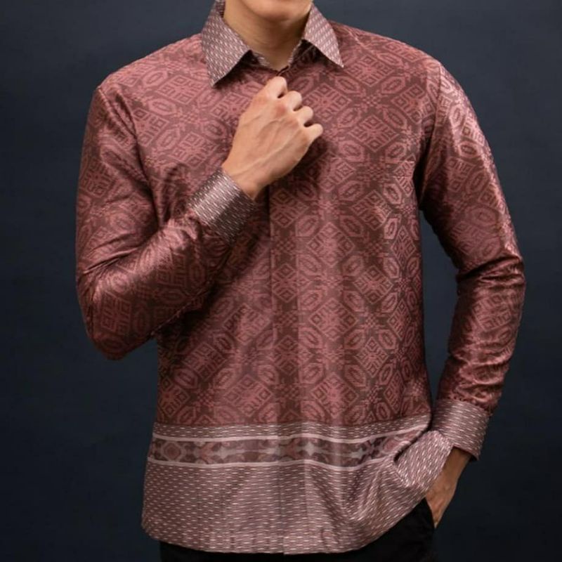 Jual Kemeja Batik Pria Lengan Panjang Tenun Baron D Shopee Indonesia