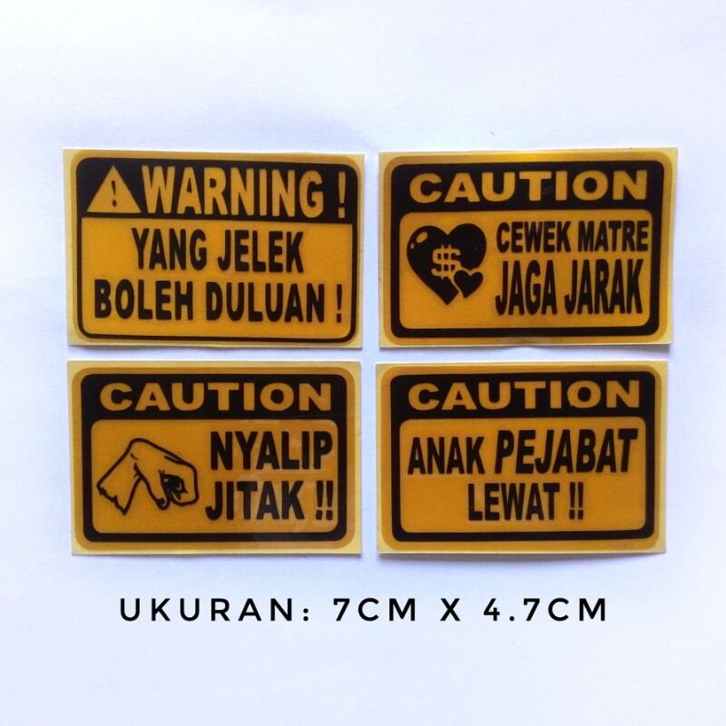 Jual Stiker Cutting Tulisan Warning Caution Cutting Sticker Untuk