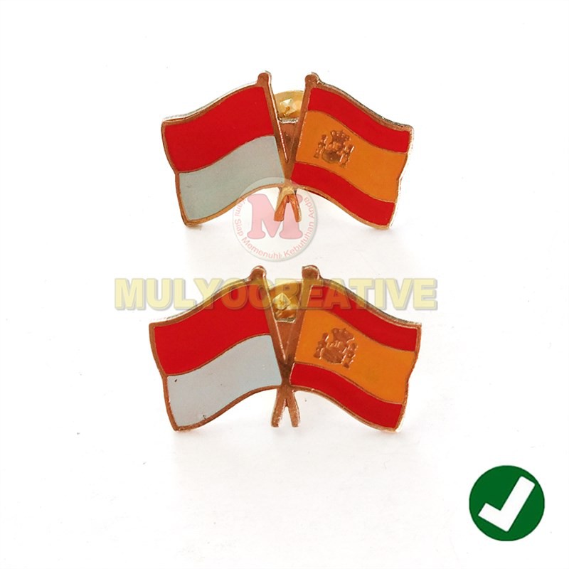 Jual Pin Kerah Logo Bendera Persahabatan Spanyol Dan Indonesia Shopee