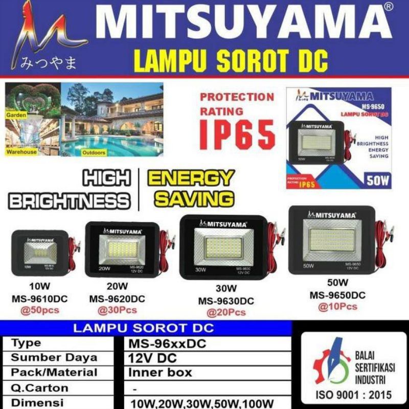 Jual Lampu Sorot Tembak 50W MITSUYAMA Lampu Sorot Aki LED12v DC SMD