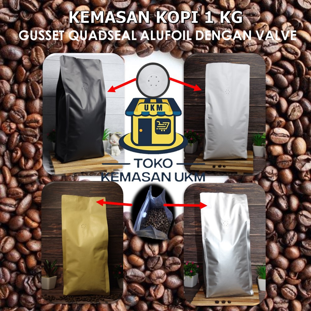 Jual Grosir Termurah Kemasan Kopi Kg Gusset Quad Seal Alufoil