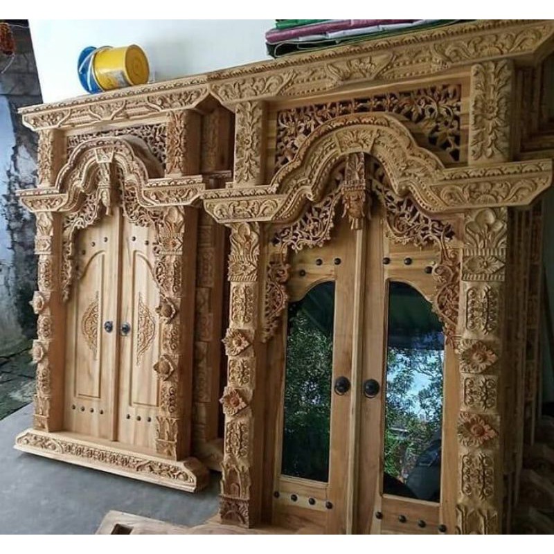 Jual Pintu Jendela Rumah Gebyok Jati Ukir Asli Jepara Shopee Indonesia