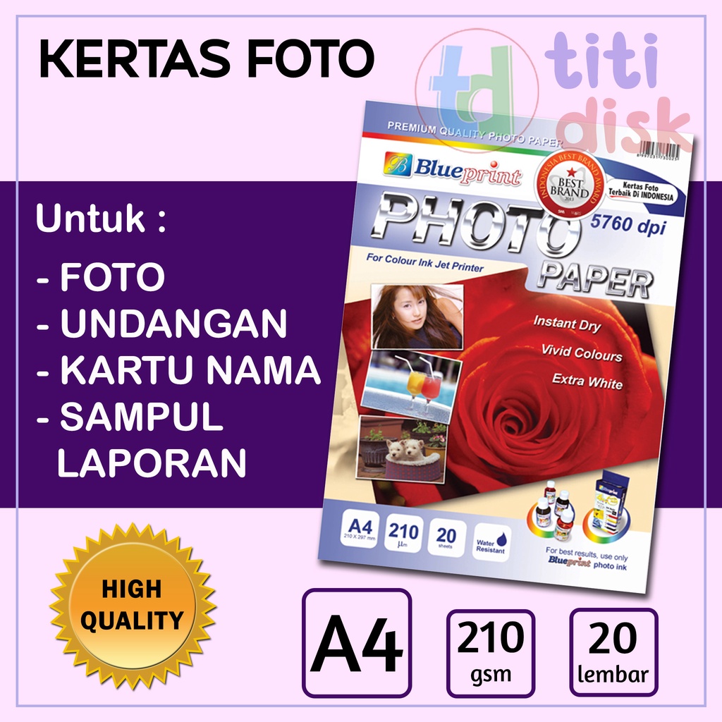 Jual Kertas Foto A Gsm Blueprint Glossy Photo Paper Pack