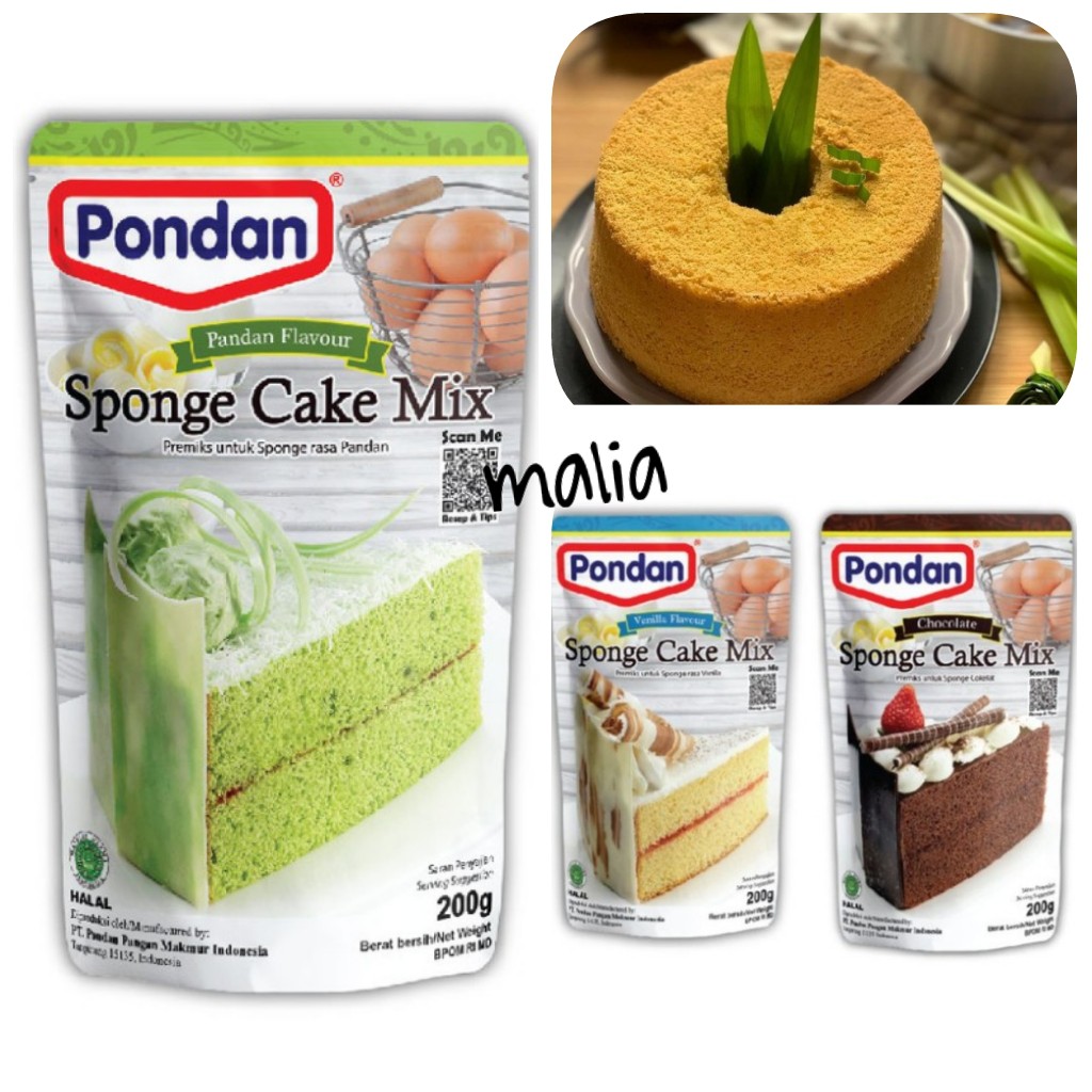 Jual Tepung Premix Pondan Sponge Cake Mix Pouch 200 Gram Shopee Indonesia