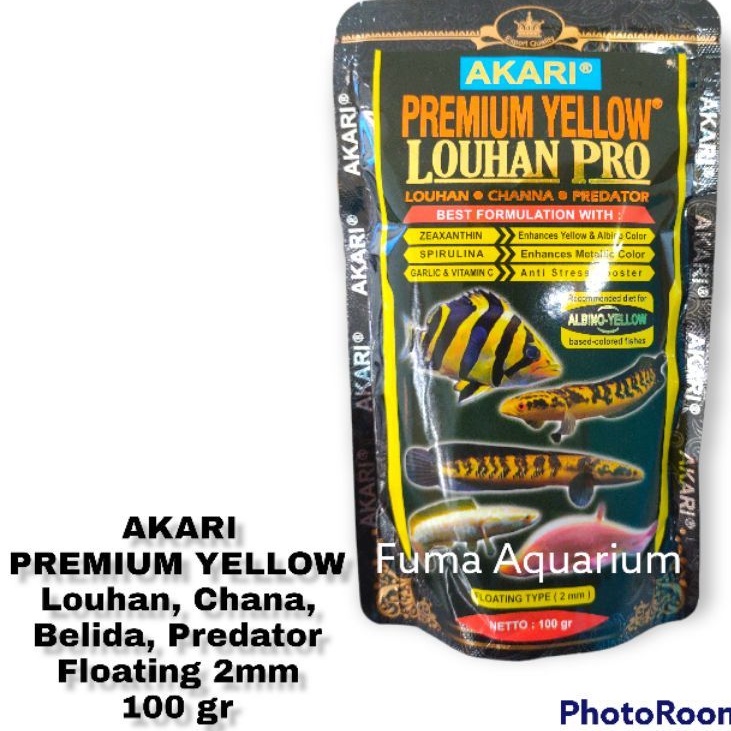 Jual Pakan Ikan AKARI PREMIUM Yellow Louhan Pro 100gr 2mm Apung Makanan