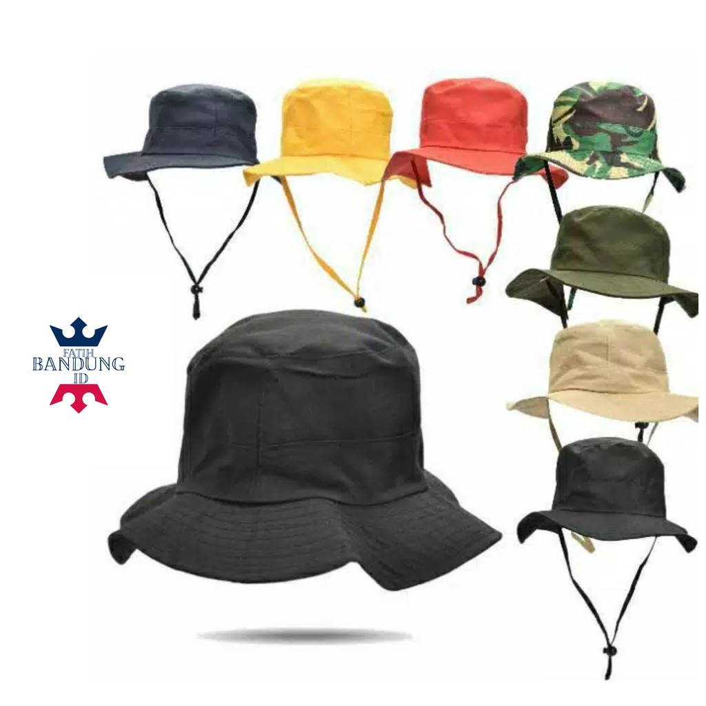 Jual Topi Gunung Rimba Tali Hiking Hutan Camping Hat Tali Hitam Cream