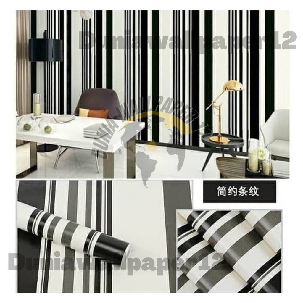 Jual Cod Dunia Wallpaper Sticker Dinding Motif Garis Hitam Cream