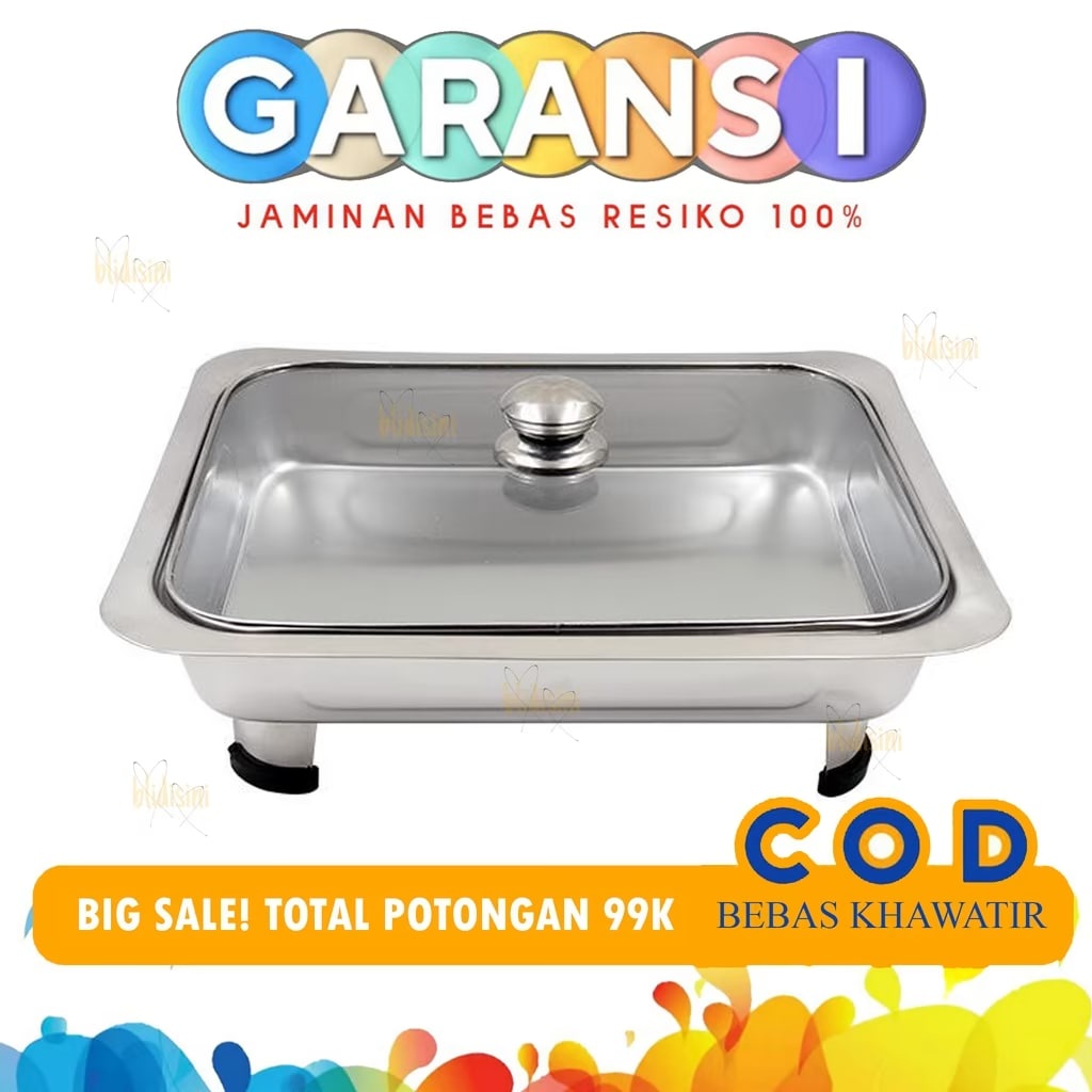 Jual Nampan Baki Stainless Persegi Fast Food Dish Prasmanan Kotak Plus