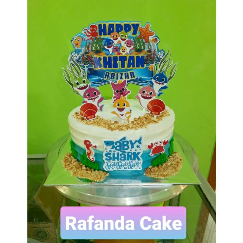 Jual Topper Kue Ulang Tahun Baby Shark Toper Kue Ultah Custom Nama