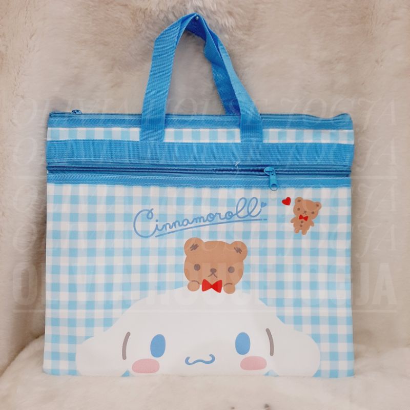 Jual Tas Tenteng Cinnamoroll Biru Kotak Kotak Tas Dokumen Cinnamoroll