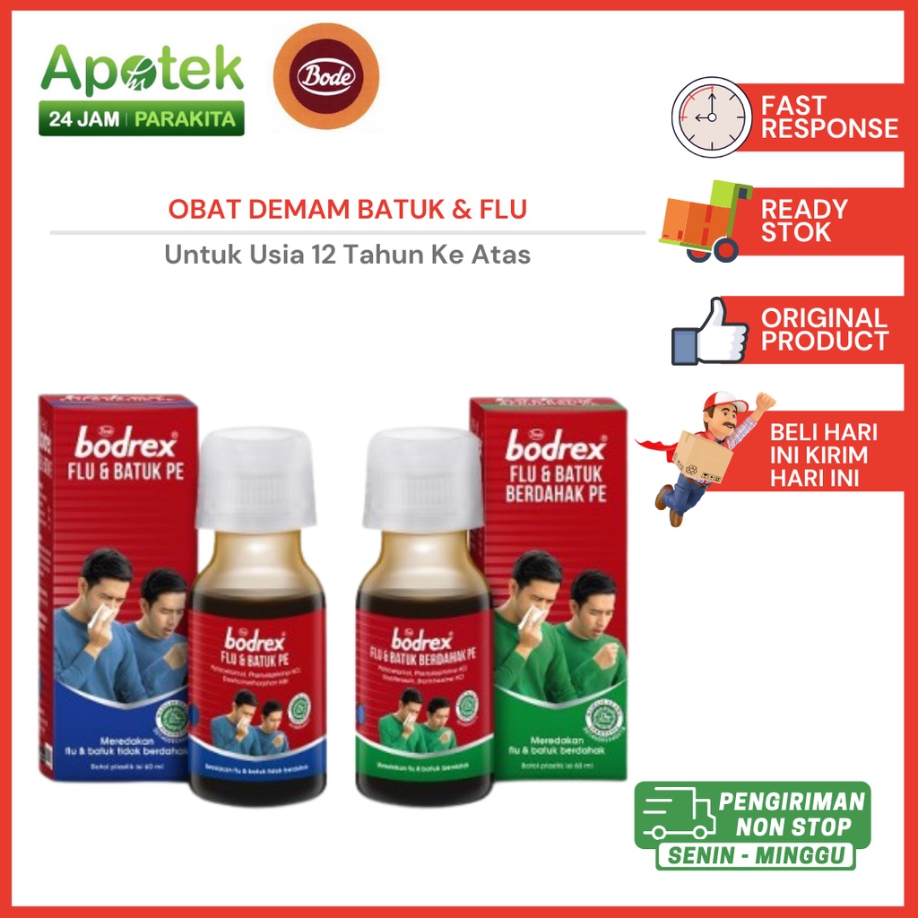 Jual Bodrex Flu Dan Batuk Berdahak PE Sirup 60 Ml Tidak Berdahak Biru