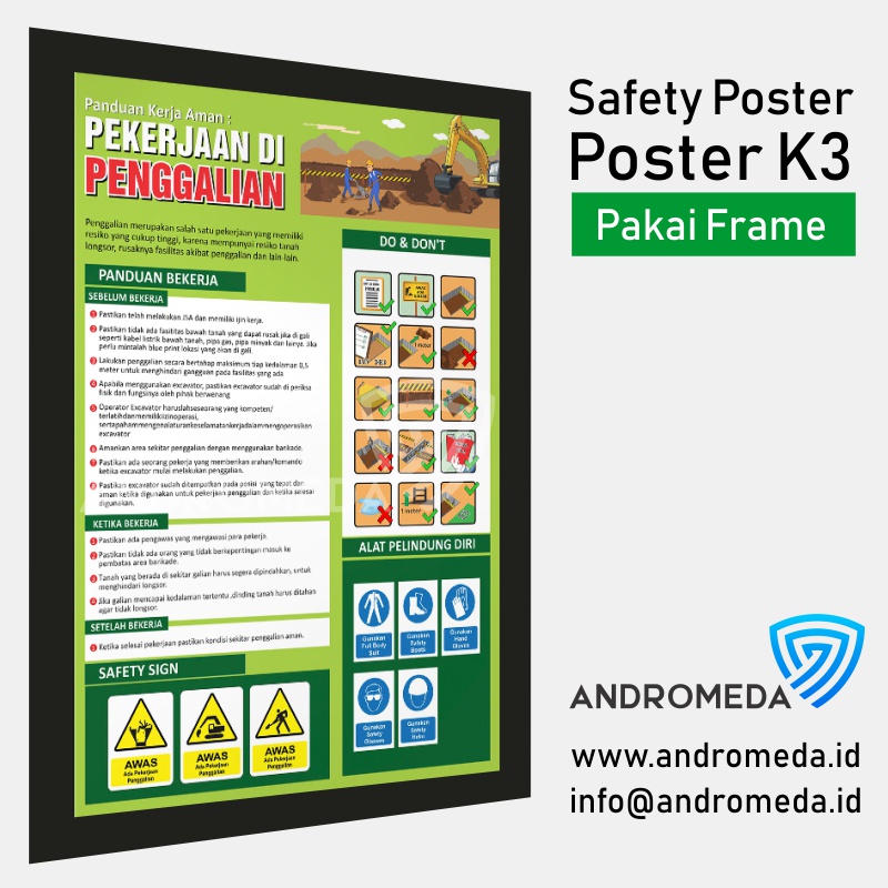 Jual Safety Poster K3 Pekerjaan Di Penggalian Frame Shopee Indonesia