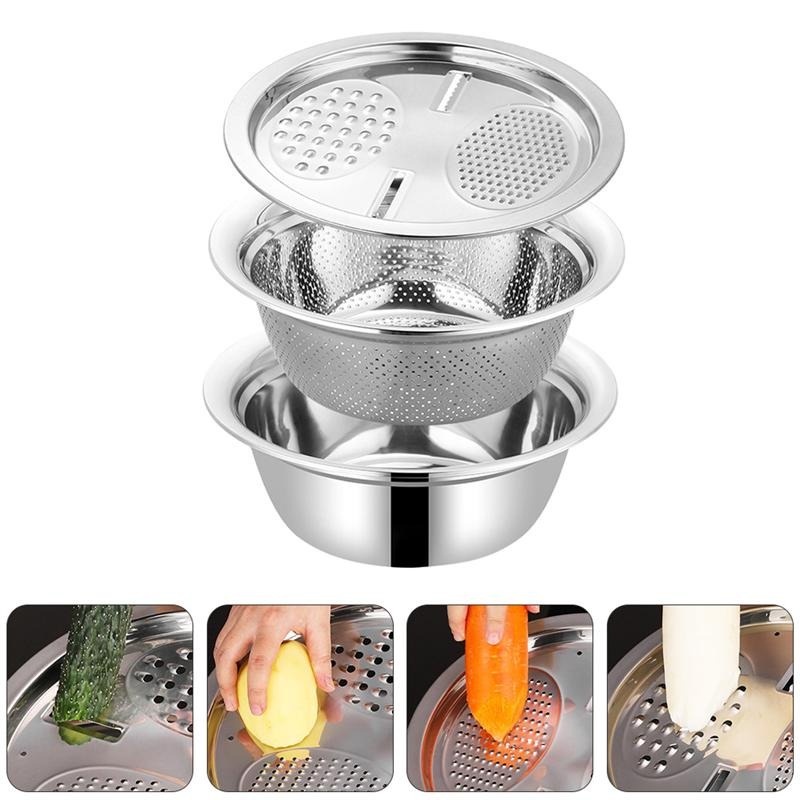 Jual Baskom 3in1 Saringan Parutan Drain Basket Grater 26cm 28cm