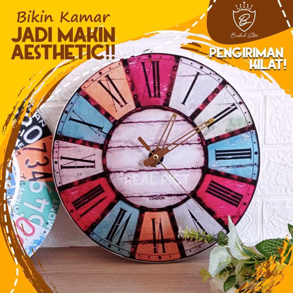 Jual Jam Dinding Kayu Aesthetic Unik Besar Murah Minimalis Bisa Custom