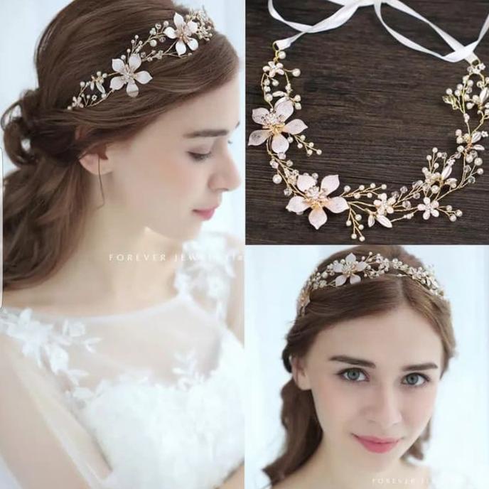 Jual Aksesoris Hiasan Rambut Tiara Bando Bunga Sanggul Pesta Pengantin