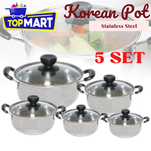 Jual Korean Pot Panci Rebus Tutup Stainless Dan Tutup Kaca Set In