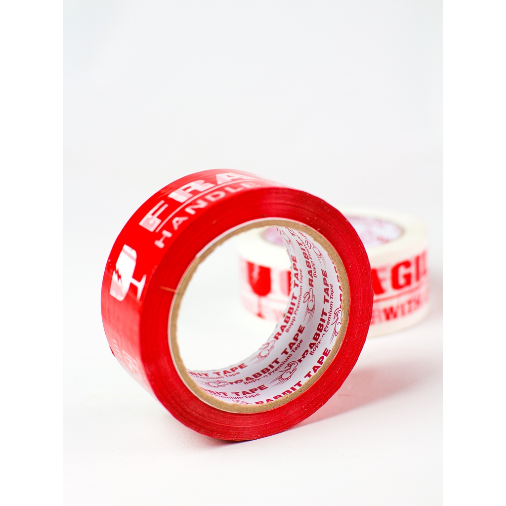 Jual Lakban Fragile Merah Lakban Fragile Putih RABBIT TAPE 2 Inch X