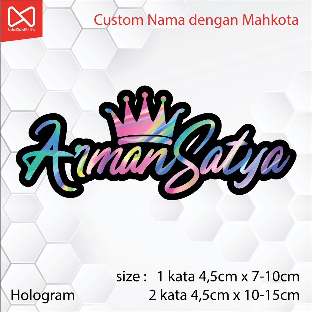 Jual Sticker Nama Dengan Mahkota Hologram Custom Shopee Indonesia