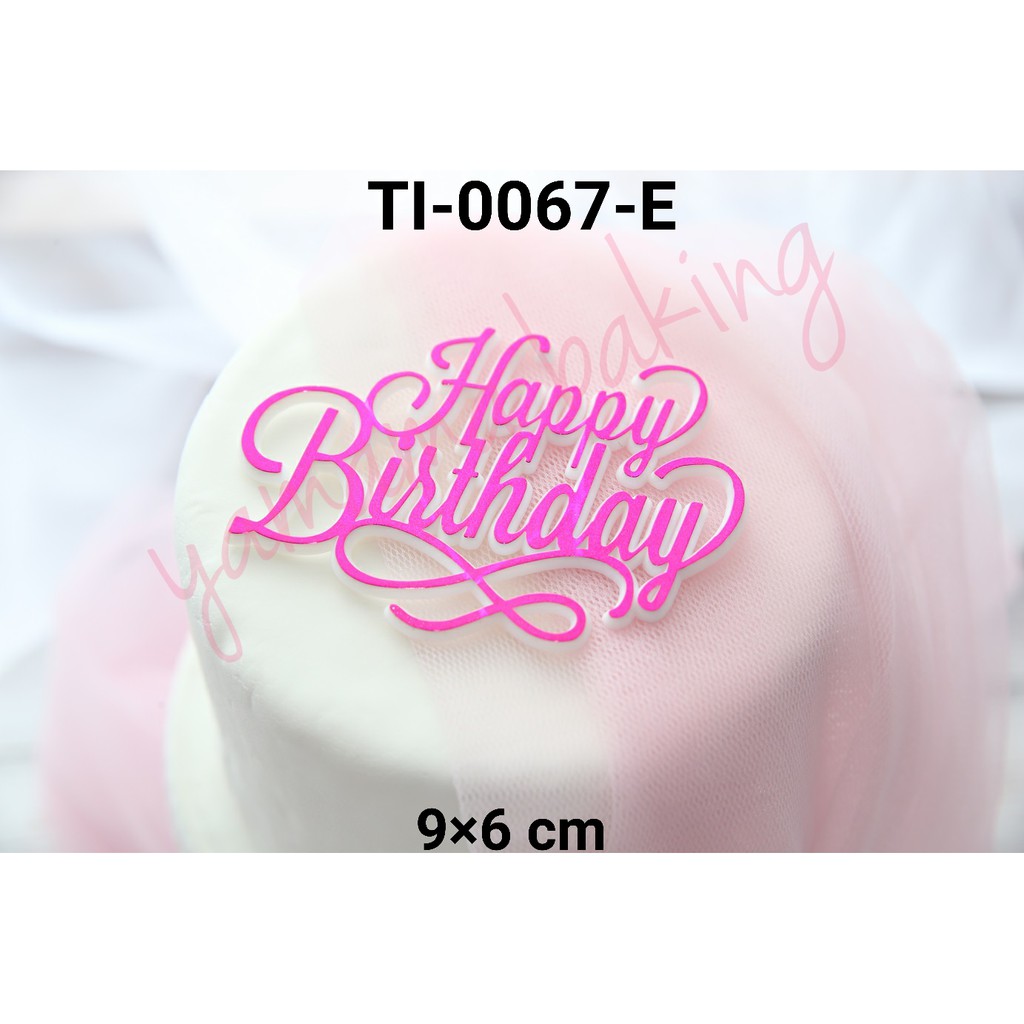 Jual TI 0067 E Cake Topper Tempel Hiasan Tulisan Happy Birthday Ungu