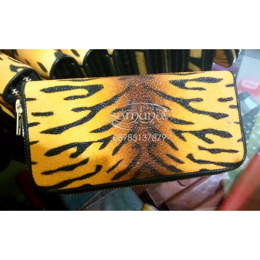 Jual Dompet Cantik Unik Dari Kulit Ikan Pari Double Zipper Motif