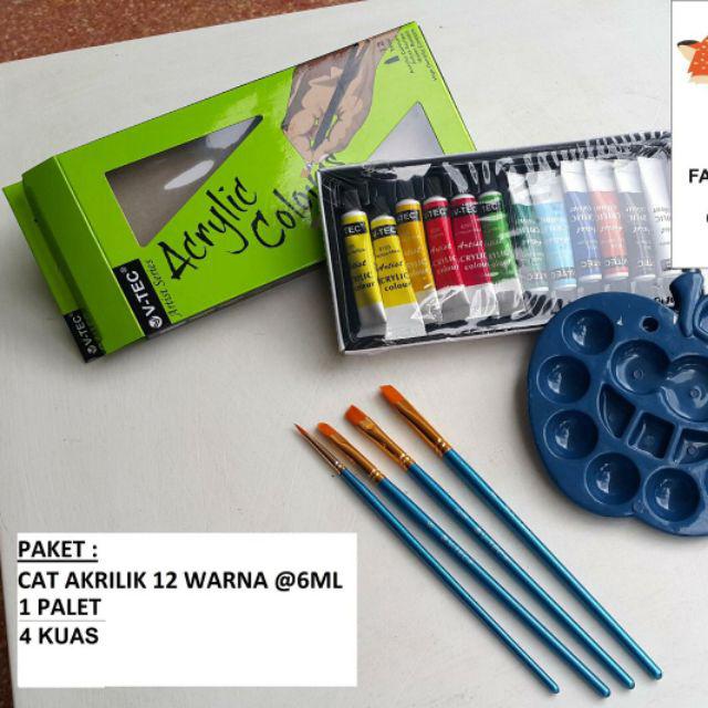 Jual Paket Cat Acrylyc Palet Kuas Melukis Canvas Lukis Cat Akrilik