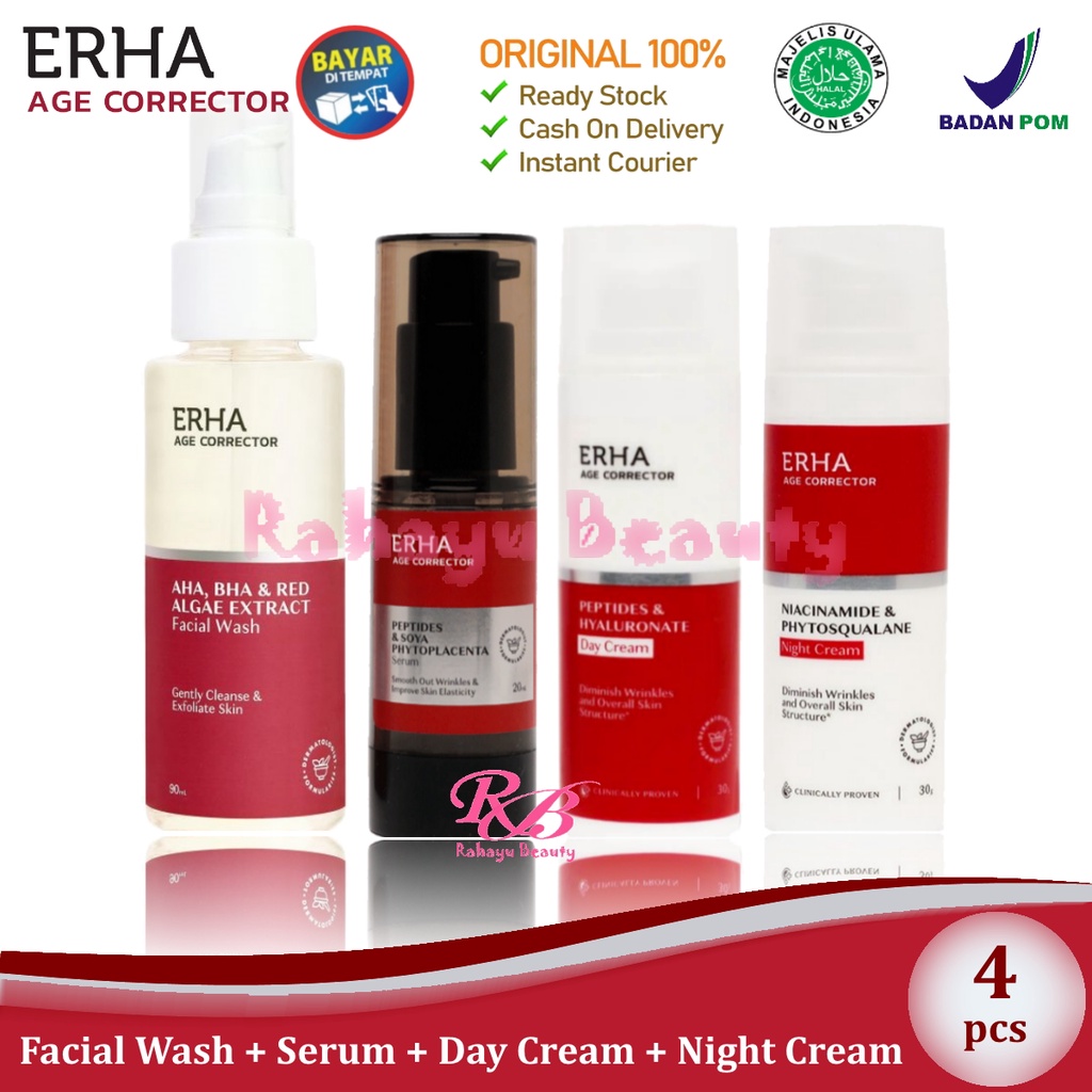 Jual Erha Age Corrector Paket Pcs Facial Wash Serum Day Cream