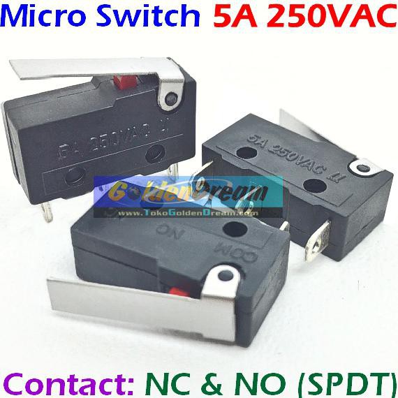 Jual Micro Limit Switch Saklar Kecil 3 Pin Gagang 5A 250v AC Bisa NO