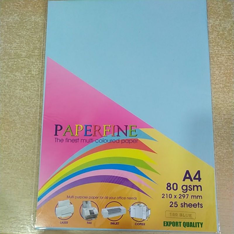 Jual Paperfine A4 80 Gram 25 Sheet Kertas Hvs Warna Shopee Indonesia