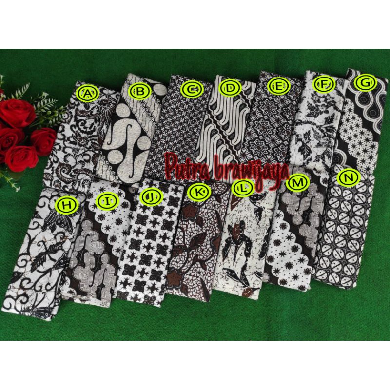 Jual Kain Batik Print Monokrom Hitam Putih Katun Prima Seragam