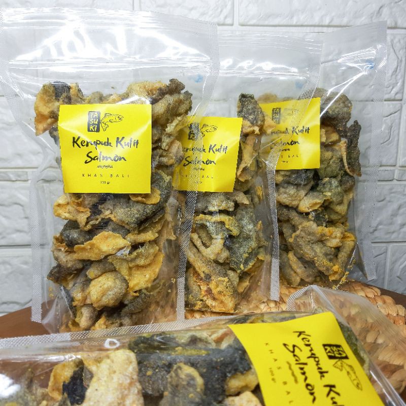 Jual Kerupuk Kulit Ikan Salmon Tasuki ORI SALTED EGG Rambak Fish Skin