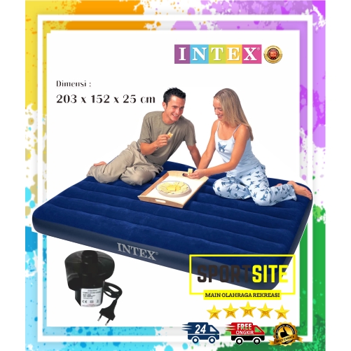 Jual Intex Dura Beam Deluxe Fiber Matras Kasur Ranjang Angin Pompa