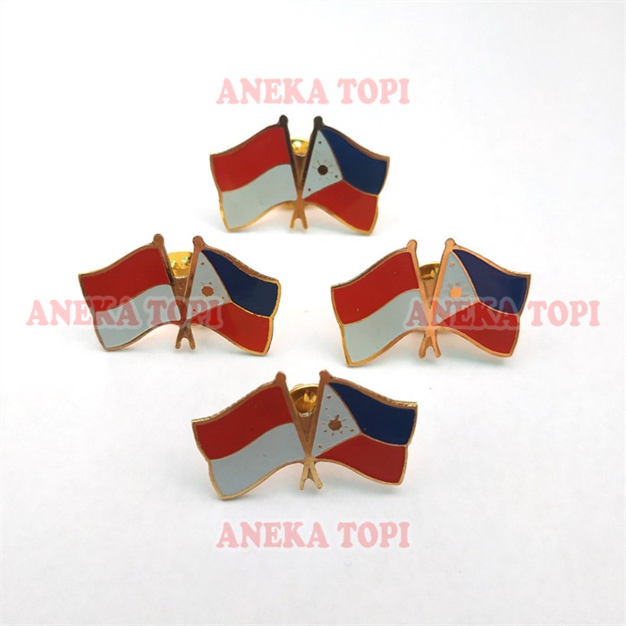 Jual Cross Flag Pin Indonesia Filipina Pin Bendera Persahabatan