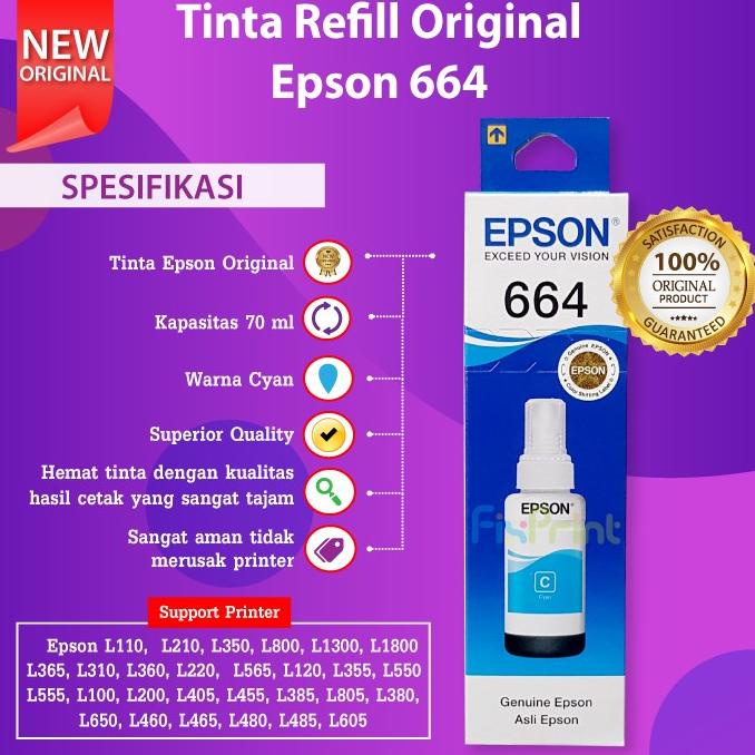 Jual Tinta Epson 664 BLACK HITAM 6641 T6641 Original Ori Color Warna