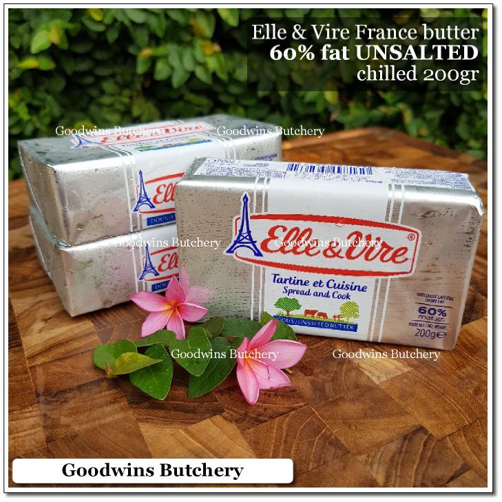 Jual Butter France ELLE VIRE 60 Fat UNSALTED Mentega Butter Tanpa